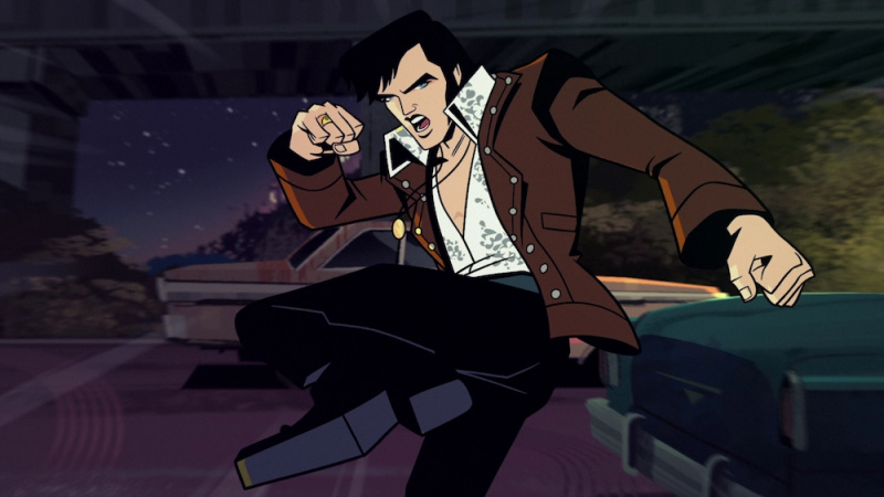   Agent Elvis. Matthew McConaughey als Elvis in Agent Elvis. Kr. MIT FREUNDLICHER GENEHMIGUNG VON NETFLIX © 2023